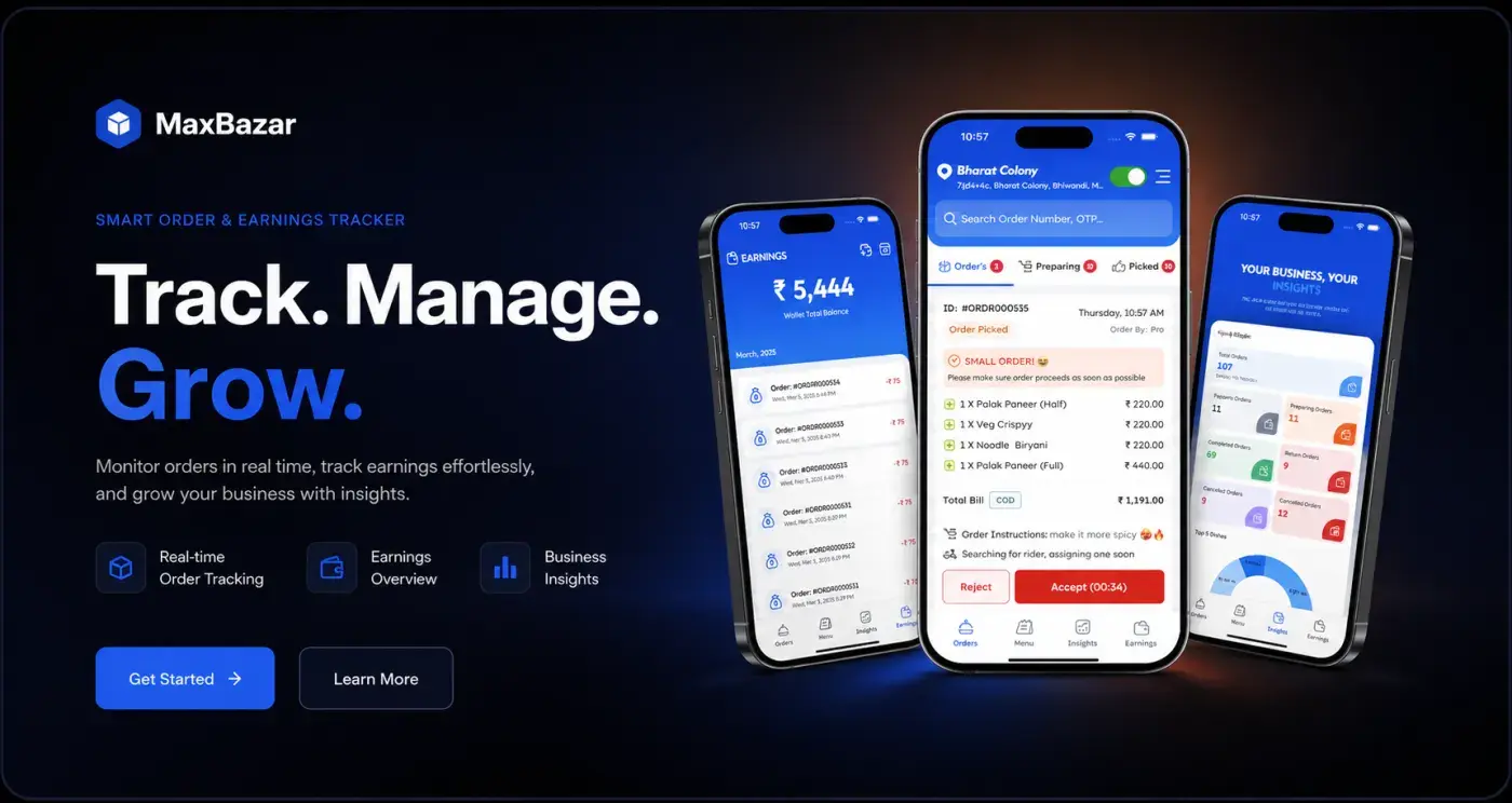 Max Bazaar Restaurant Partner — Vendor App for Restaurant Order Management