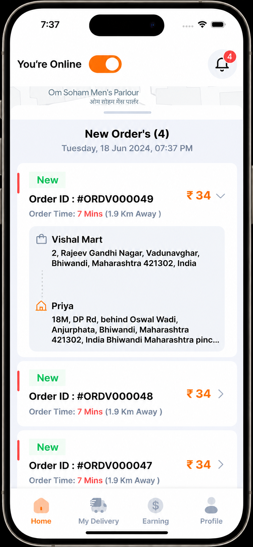 Max Bazaar delivery partner app preview