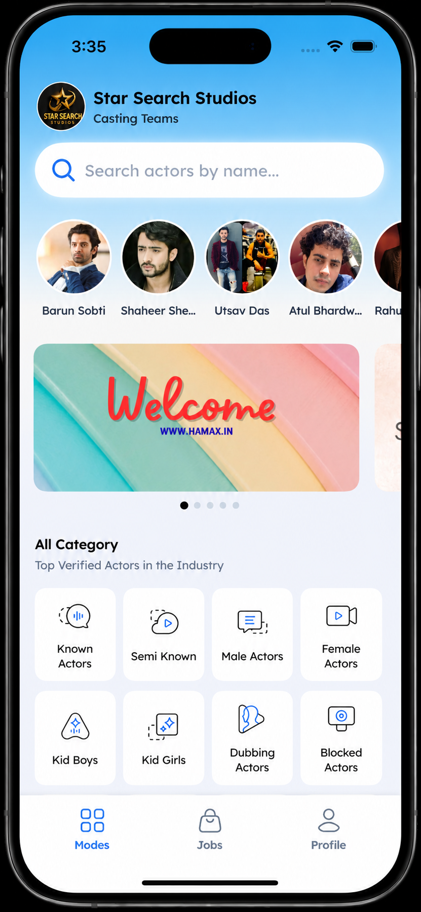 Hamax Talent casting app preview